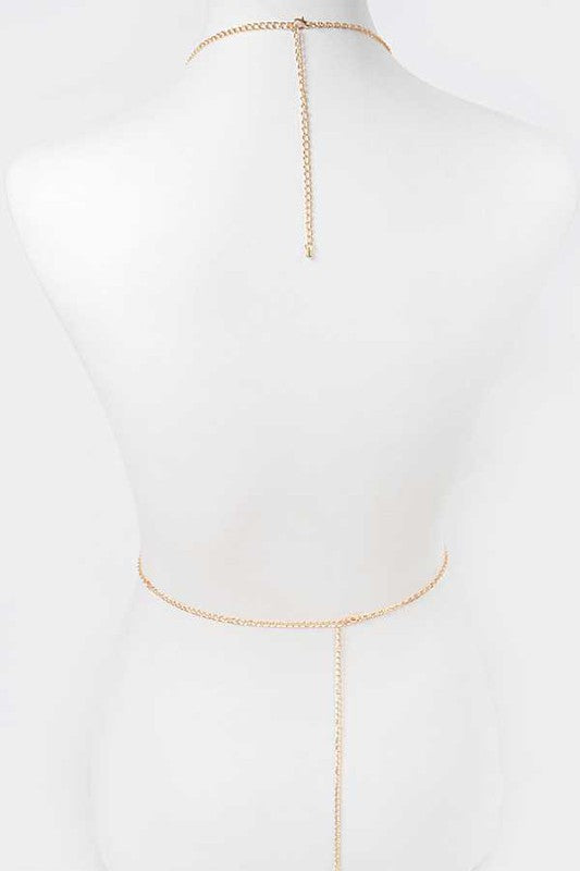 Rhinestone Heart Accent Body Chain