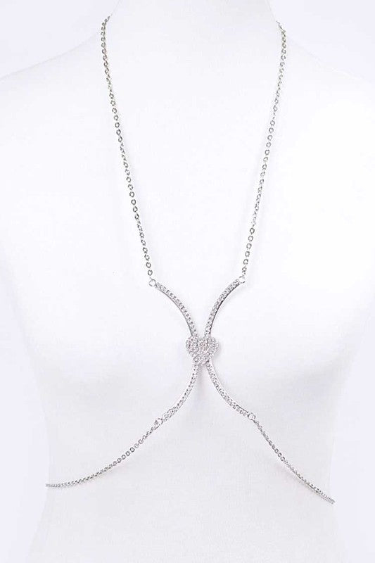 Rhinestone Heart Accent Body Chain