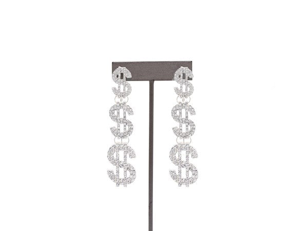 $$$ Rhinestone Money Sign Drop Statement