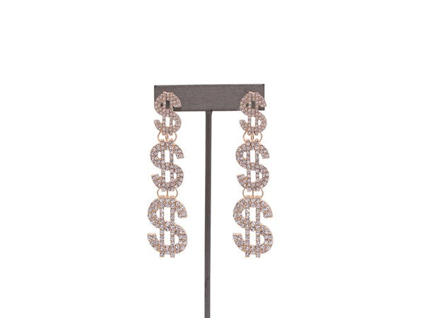 $$$ Rhinestone Money Sign Drop Statement