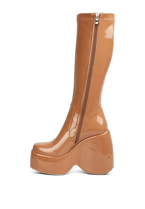 Dirty Dance Patent High Platfrom Calf Boots