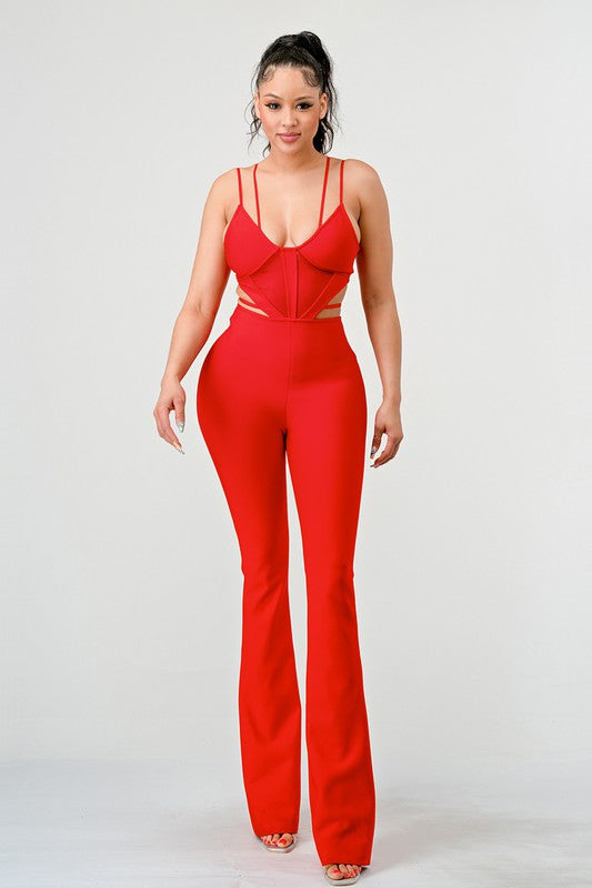 DOUBLE SPAGHETTI STRAP BODYCON JUMPSUIT