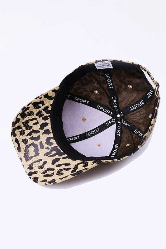 Leopard Printed Faux Suede Soft Cap