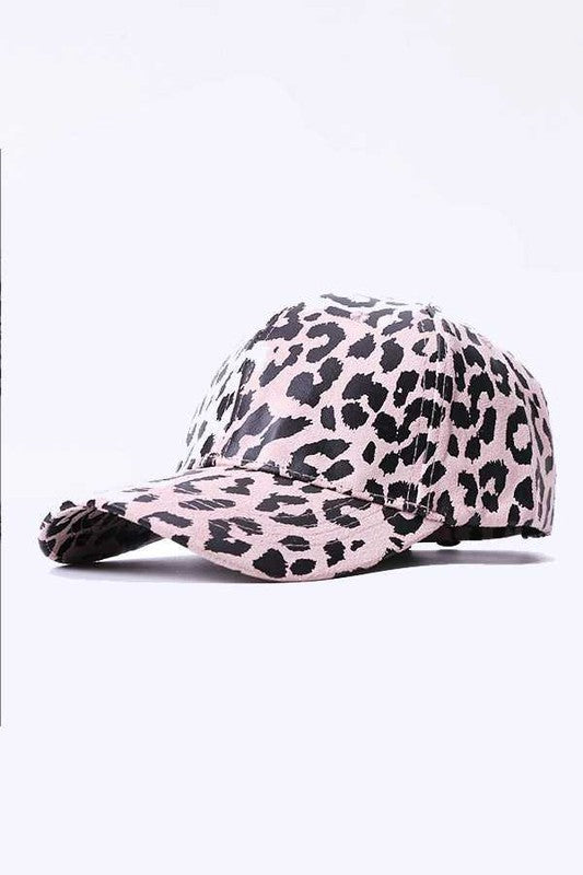 Leopard Printed Faux Suede Soft Cap