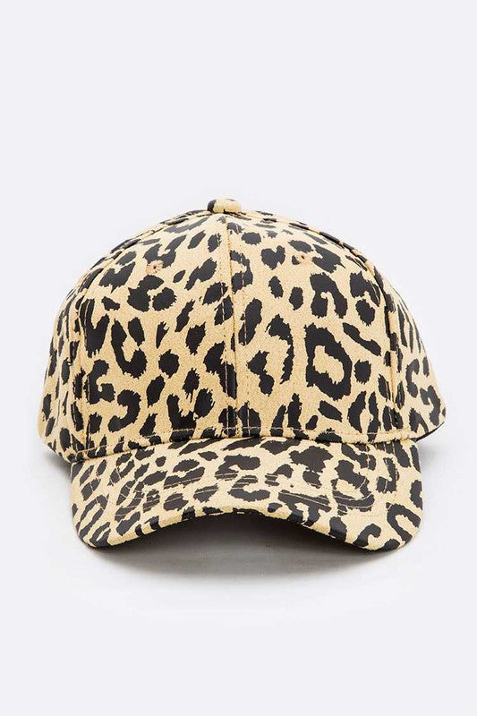 Leopard Printed Faux Suede Soft Cap