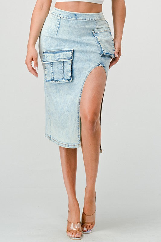 CASUAL WASHED DENIM SKIRT