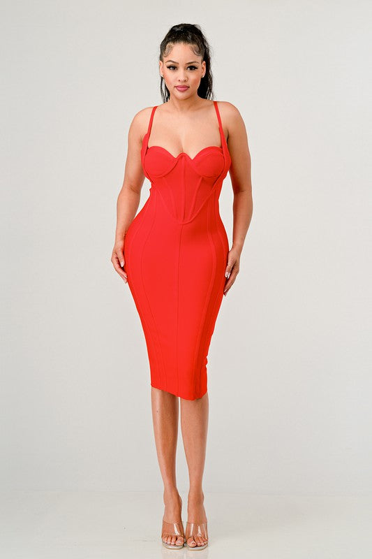 Corset Bandage Midi Dress