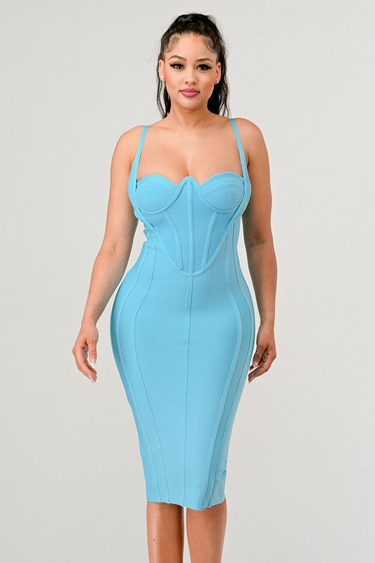 Corset Bandage Midi Dress