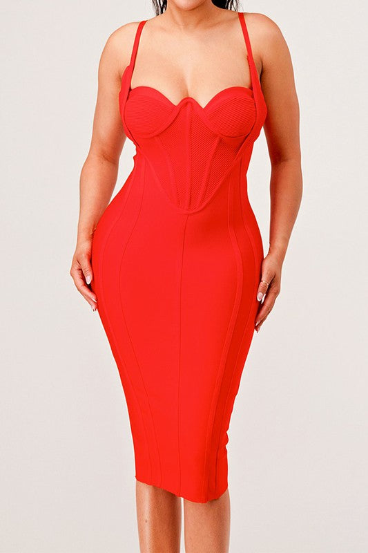 Corset Bandage Midi Dress