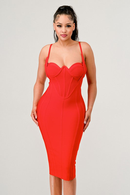 Corset Bandage Midi Dress