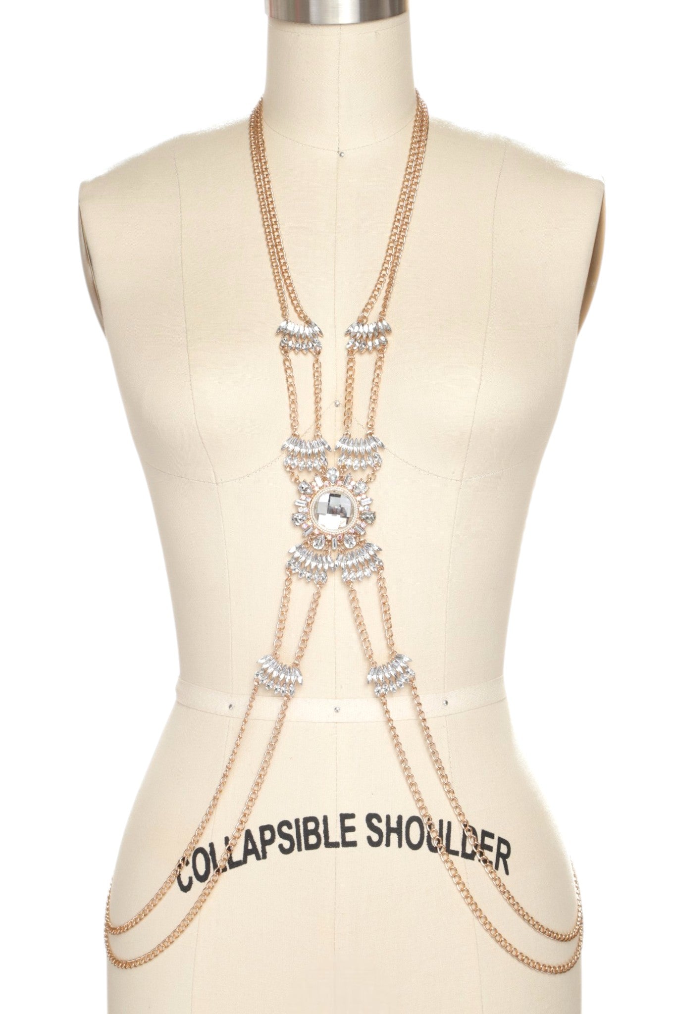 1 Crystal & Gold Bejeweled Statement Body Chain