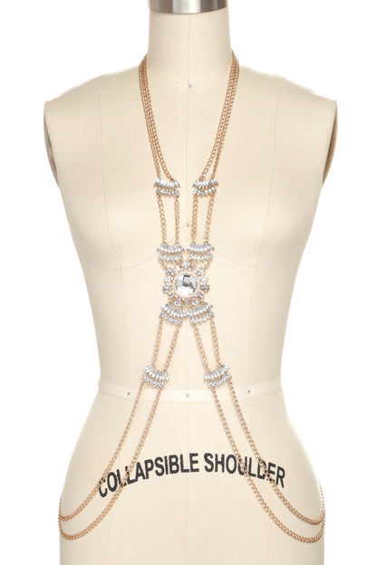 1 Crystal & Gold Bejeweled Statement Body Chain