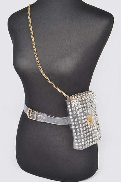 Clear Mix Studs Convertible Stadium Belt Bag