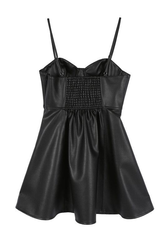 Black Vegan Leather Mini Dress