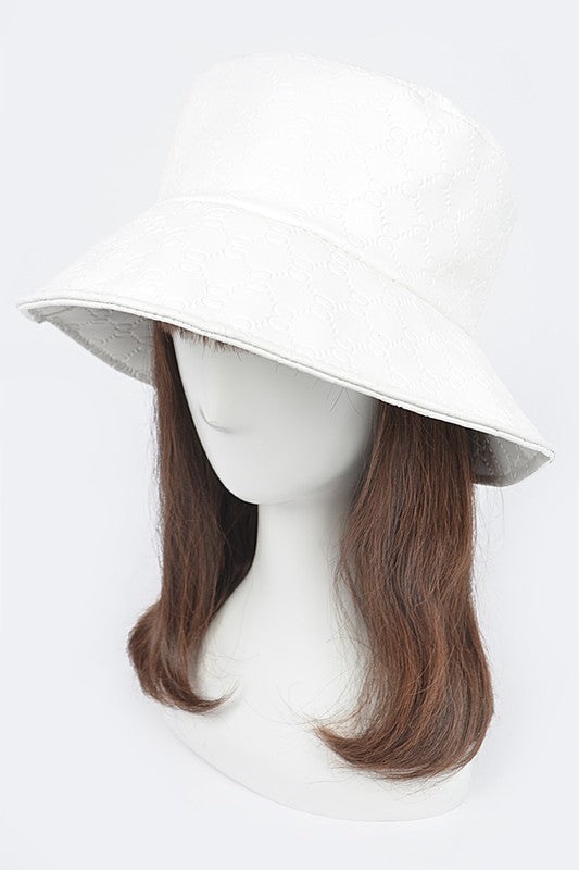 Embossed Pattern Faux Leather Bucket Hat