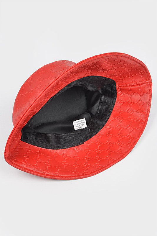 Embossed Pattern Faux Leather Bucket Hat