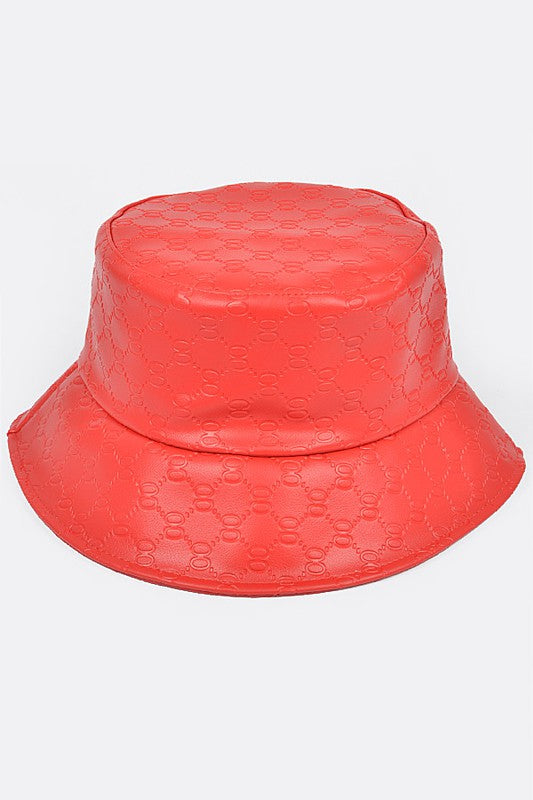 Embossed Pattern Faux Leather Bucket Hat