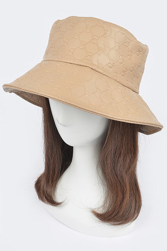 Embossed Pattern Faux Leather Bucket Hat