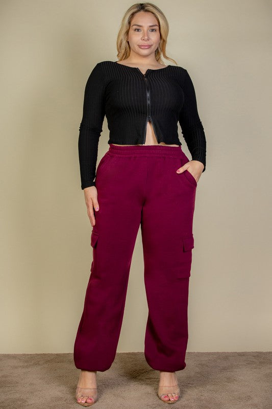 Plus Size Side Pocket Drawstring Waist Sweatpants