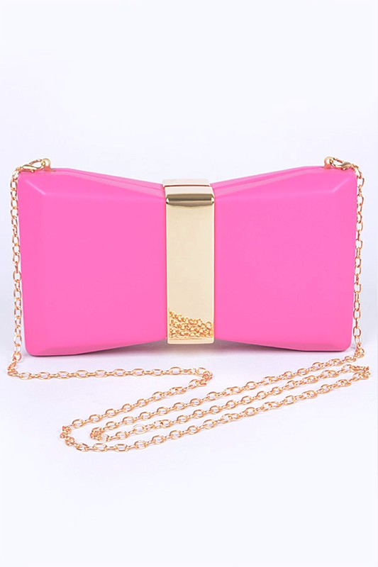 Gold Trim Iconic Bow Inspired Box Clutch