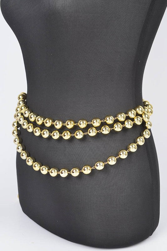 Layered Metallic CCB Beads Iconic Chain Belt