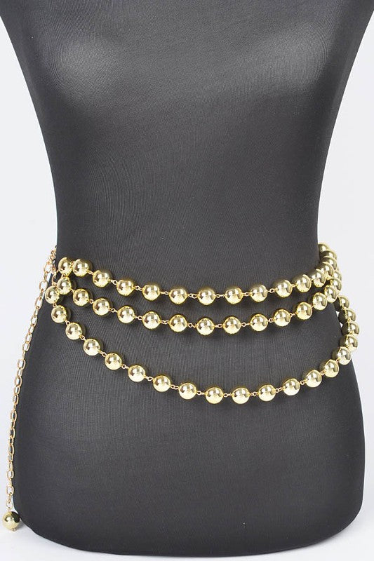 Layered Metallic CCB Beads Iconic Chain Belt