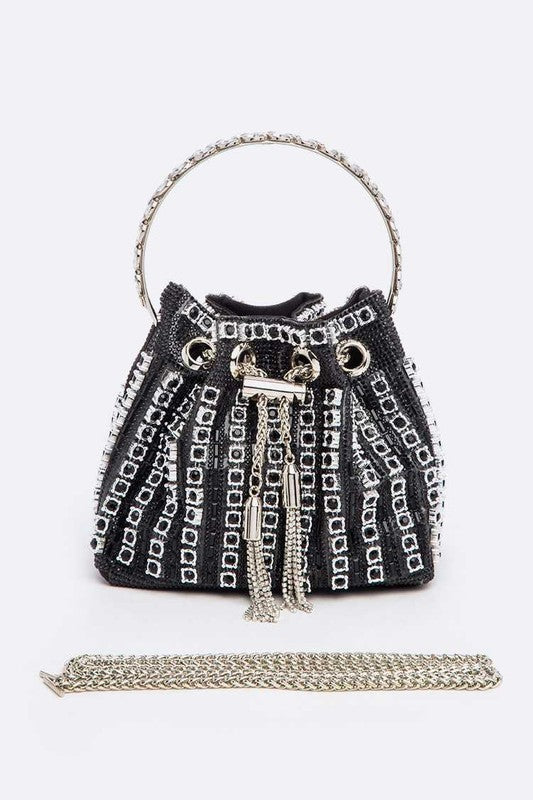 Rhinestone Iconic Top Handle Bucket Bag