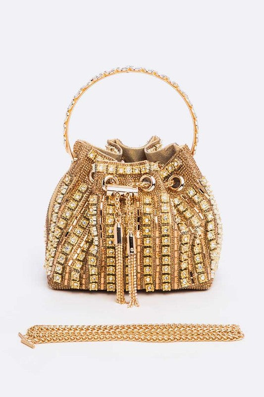 Rhinestone Iconic Top Handle Bucket Bag