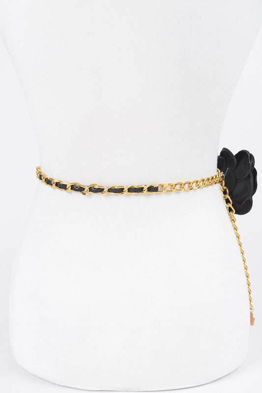 Satin Flower Iconic Layered Chain Belt