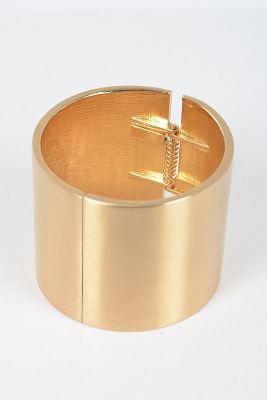 Gold Satin Finished Iconic Statement Hinge Bangle