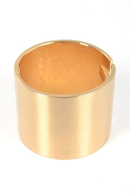 Gold Satin Finished Iconic Statement Hinge Bangle