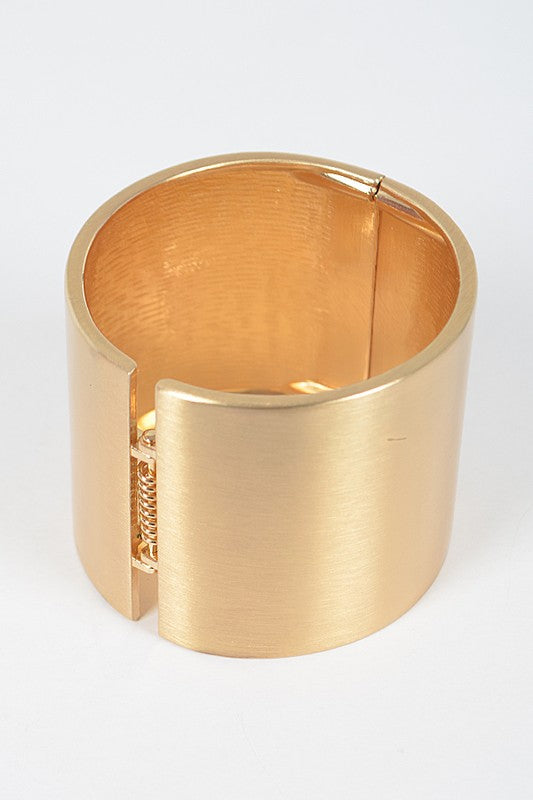 Gold Satin Finished Iconic Statement Hinge Bangle