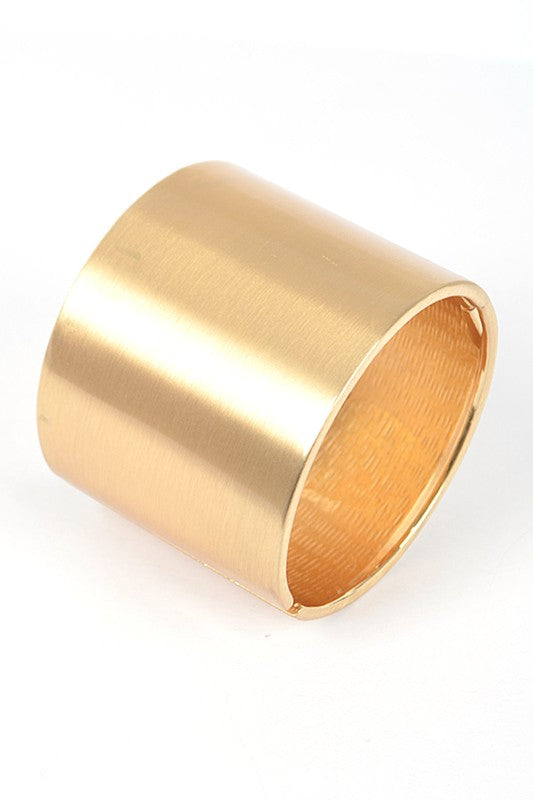 Gold Satin Finished Iconic Statement Hinge Bangle