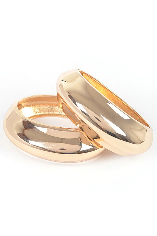 Gold Polished 2 PC Hinged Bangle Set