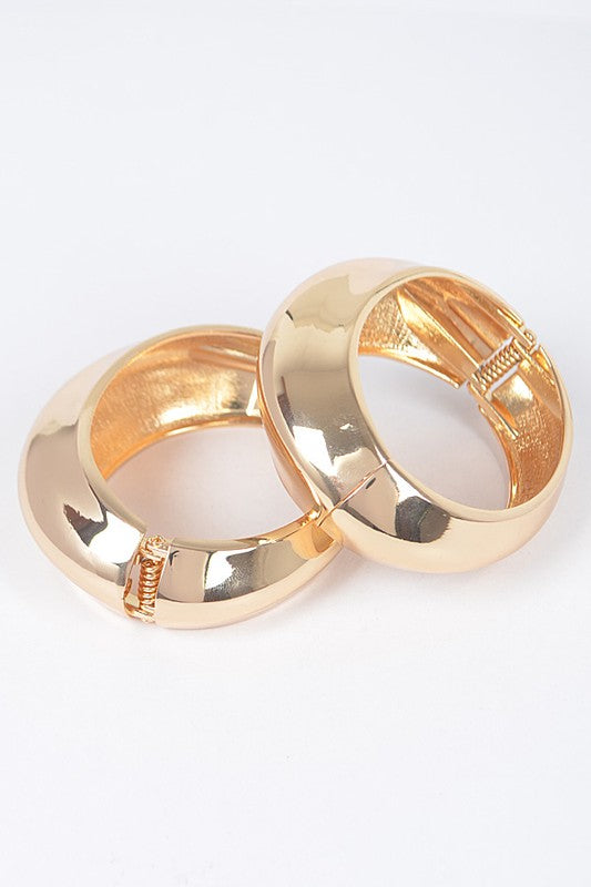 Gold Polished 2 PC Hinged Bangle Set