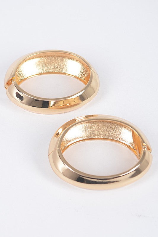 Gold Polished 2 PC Hinged Bangle Set