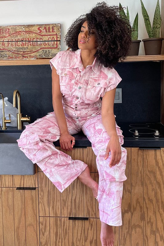 Pink Whisper Tie-Dye Jumpsuit