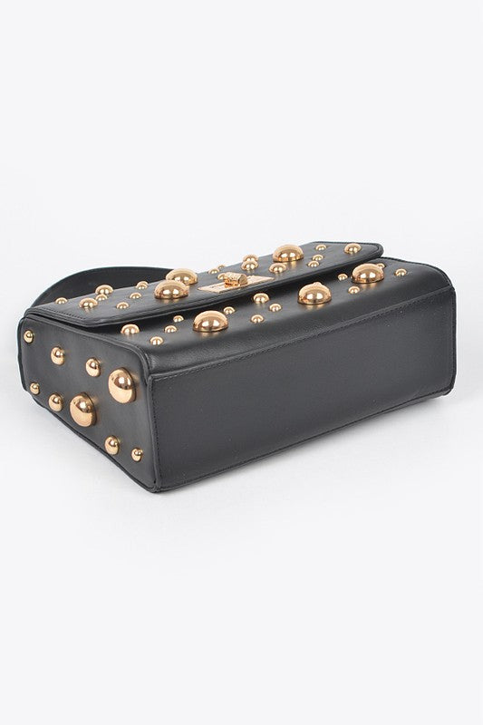 Gold Mix Studs Convertible Top Handle Swing Bag