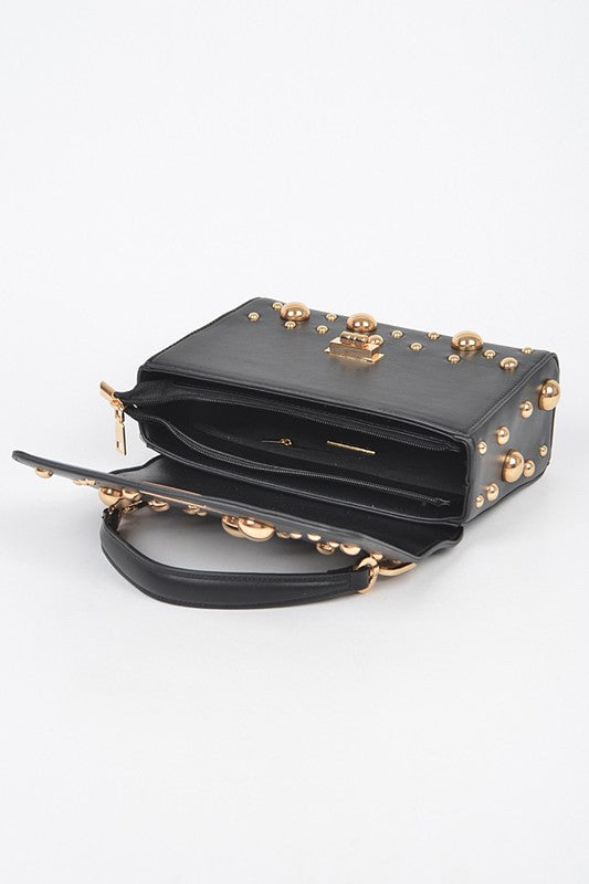 Gold Mix Studs Convertible Top Handle Swing Bag