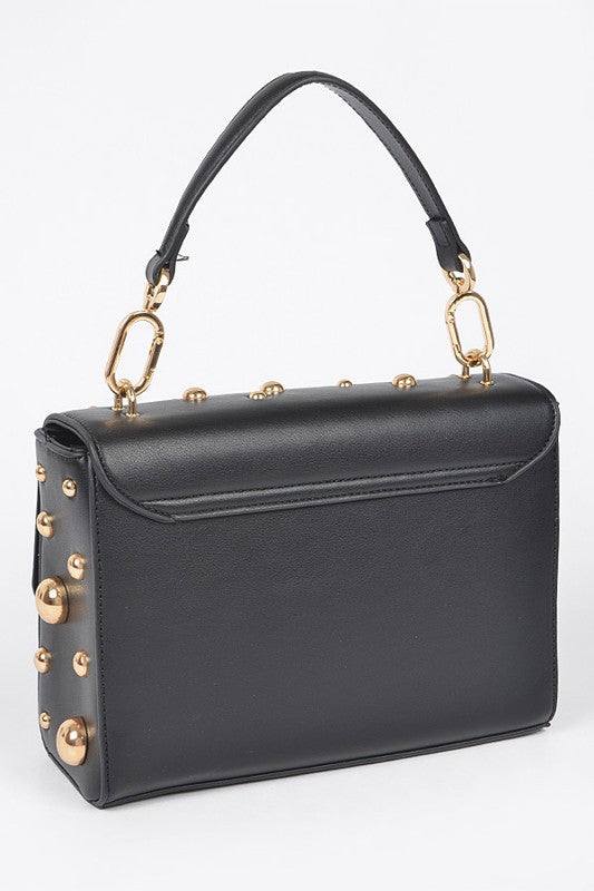 Gold Mix Studs Convertible Top Handle Swing Bag