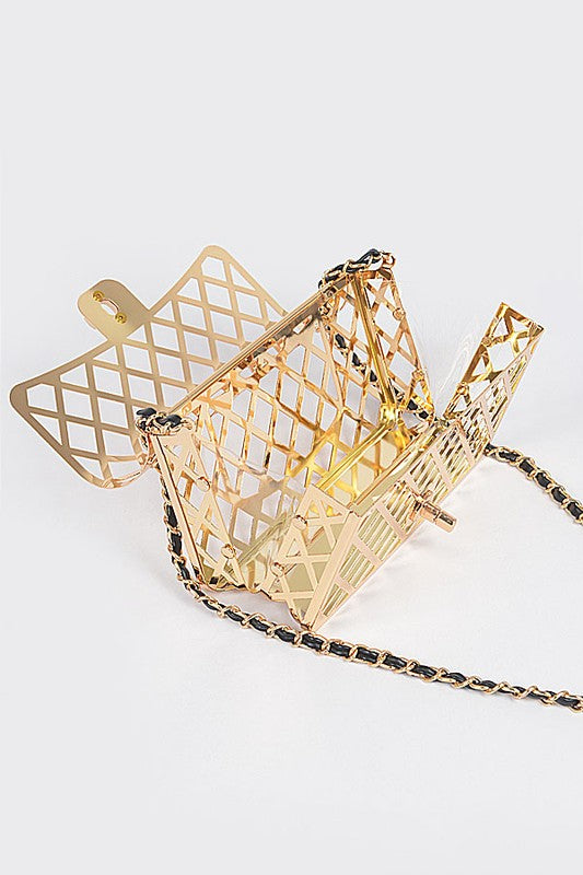 2 PC Metal Cage Iconic Shoulder Bag