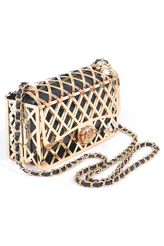 2 PC Metal Cage Iconic Shoulder Bag