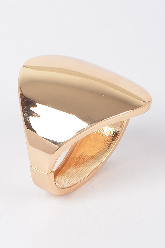 Gold Polished Oversize Oval Hinged Bangle