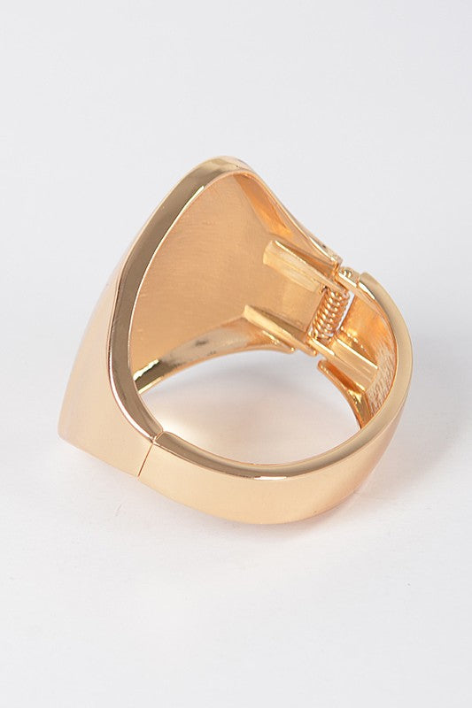 Gold Polished Oversize Oval Hinged Bangle