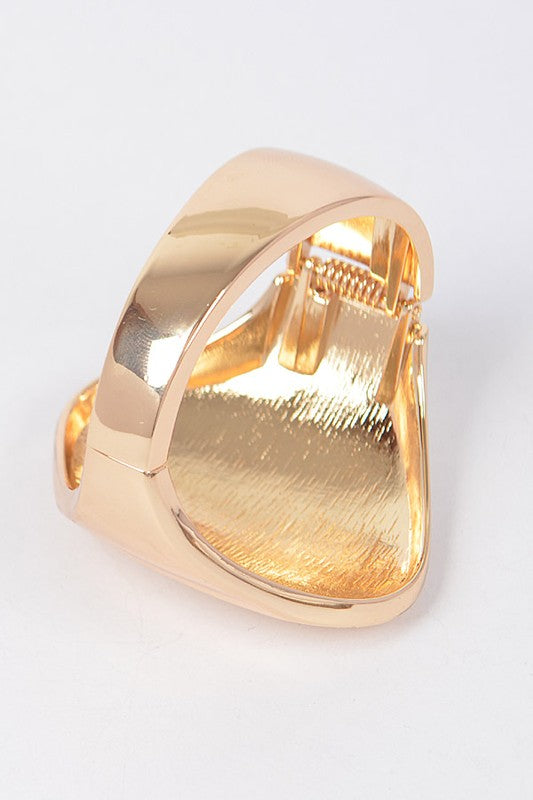 Gold Polished Oversize Oval Hinged Bangle