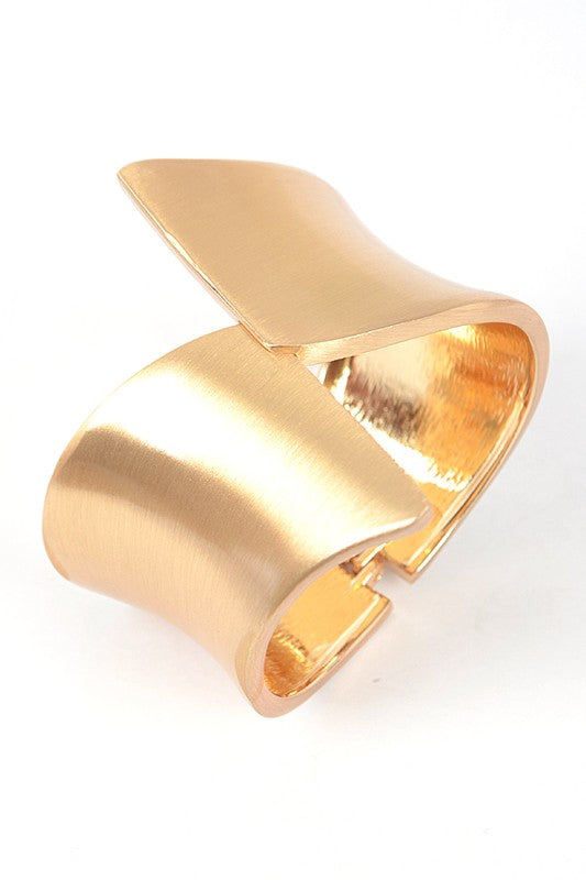 Gold Satin Brushed Finish Iconic Hinged Bangle