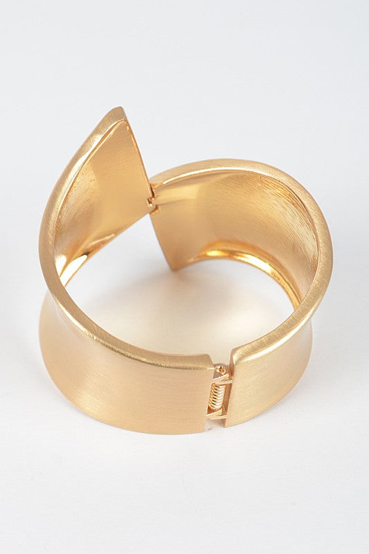 Gold Satin Brushed Finish Iconic Hinged Bangle