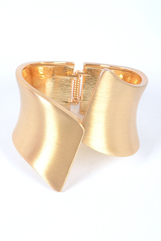 Gold Satin Brushed Finish Iconic Hinged Bangle