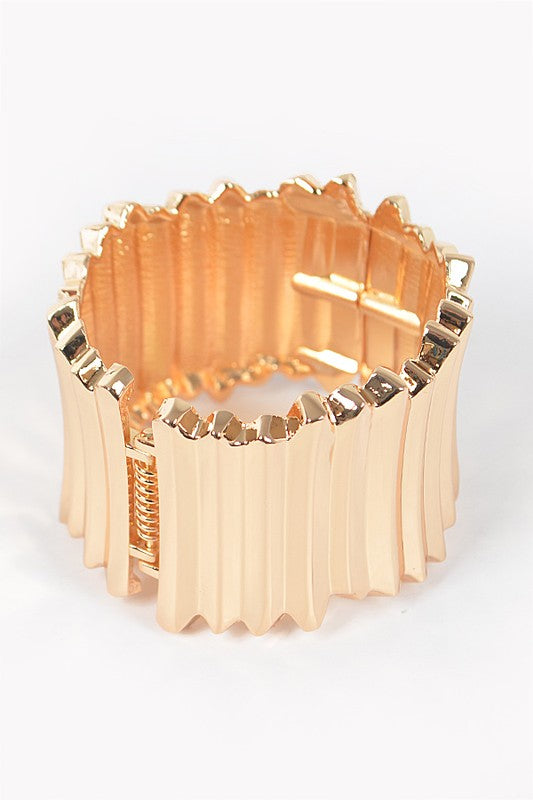 Gold Textured Iconic Hinged Bangle