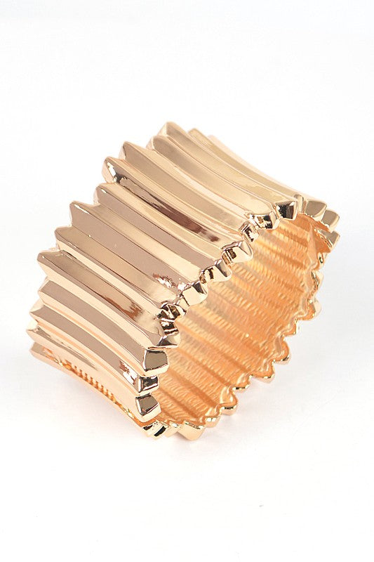 Gold Textured Iconic Hinged Bangle